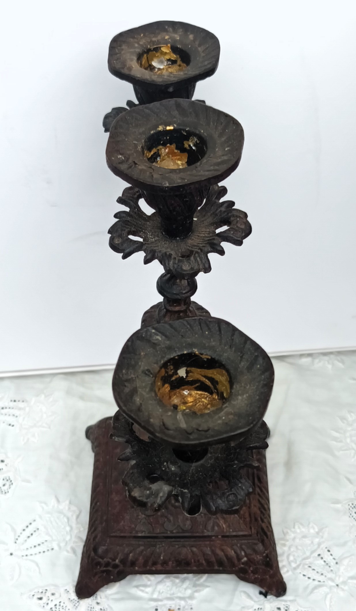 Antique English Victorian Cast Iron Candelabra - Image 5